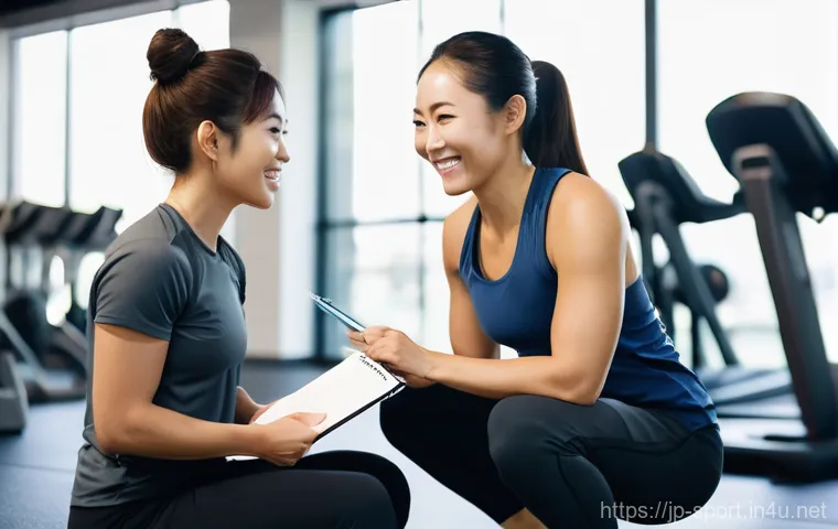 생활체육지도사 직무 능력 테스트 - **Prompt:** A personal trainer, a cheerful Japanese woman in her late 20s, with a warm and approacha...