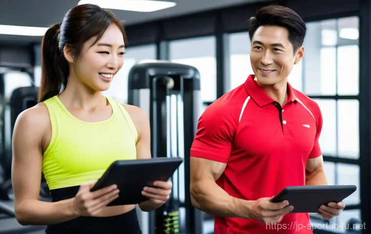 생활체육지도사 직무 능력 테스트 - **Prompt:** A personal trainer, a cheerful Japanese woman in her late 20s, with a warm and approacha...